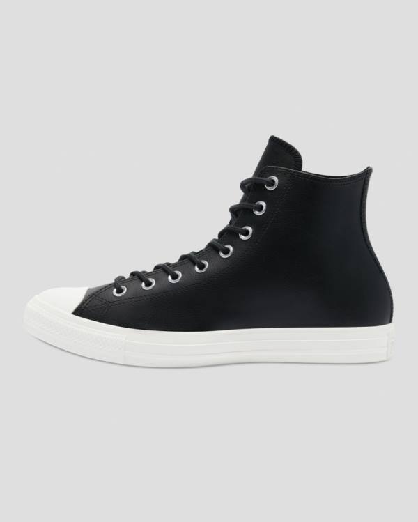 Converse Chuck Taylor All Star Seasonal Leather High Tops Shoes Black | CV-924ZVJ