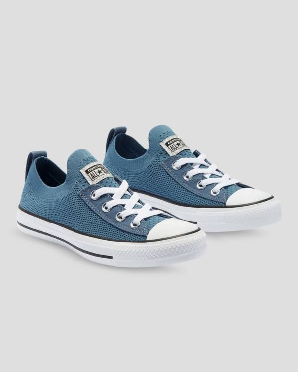 Converse Chuck Taylor All Star Shoreline Knit Glitter Low Tops Shoes Blue | CV-082TOP