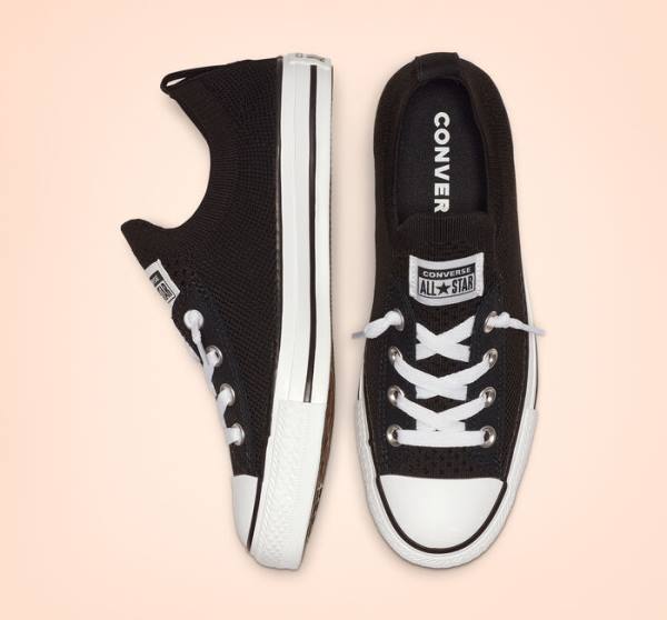 Converse Chuck Taylor All Star Shoreline Knit Slip Low Tops Shoes Black / White | CV-743WUN