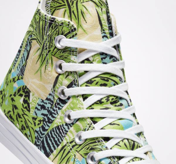 Converse Chuck Taylor All Star Tropical Florals High Tops Shoes Light Green / White | CV-089LWM