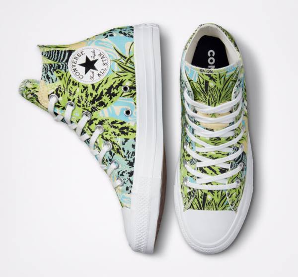 Converse Chuck Taylor All Star Tropical Florals High Tops Shoes Light Green / White | CV-273MAN