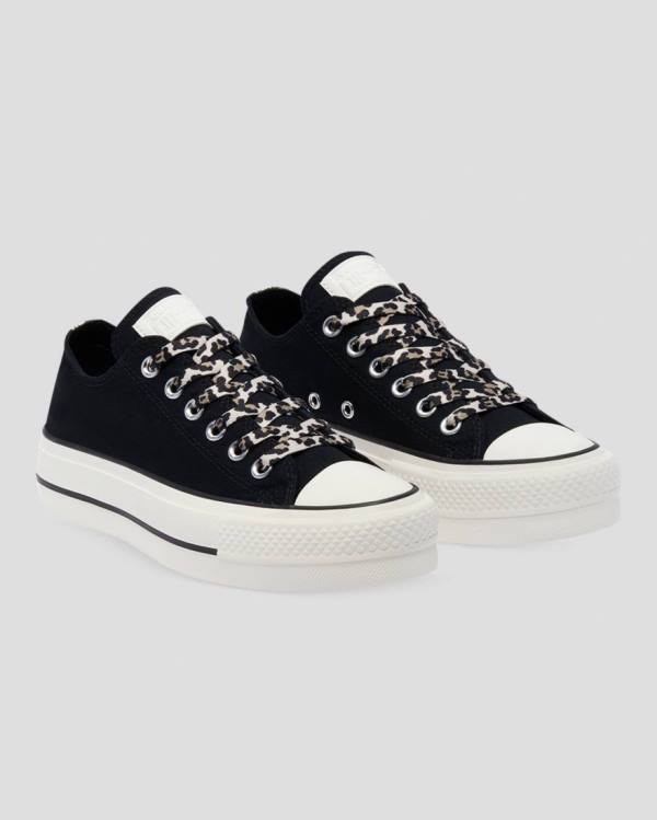 Converse Chuck Taylor Lift Archive Print Platform Low Tops Shoes Black | CV-945HFK