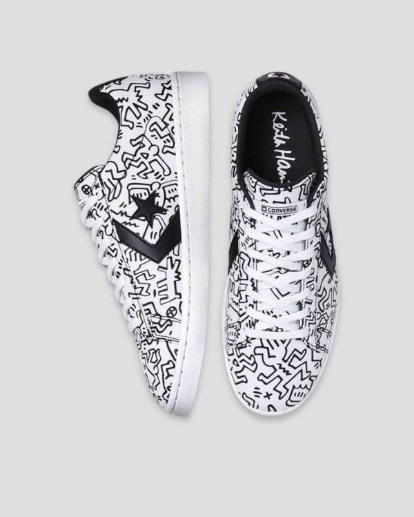 Converse Keith Haring Pro Leather Low Tops Shoes White Black Red | CV-059KQH