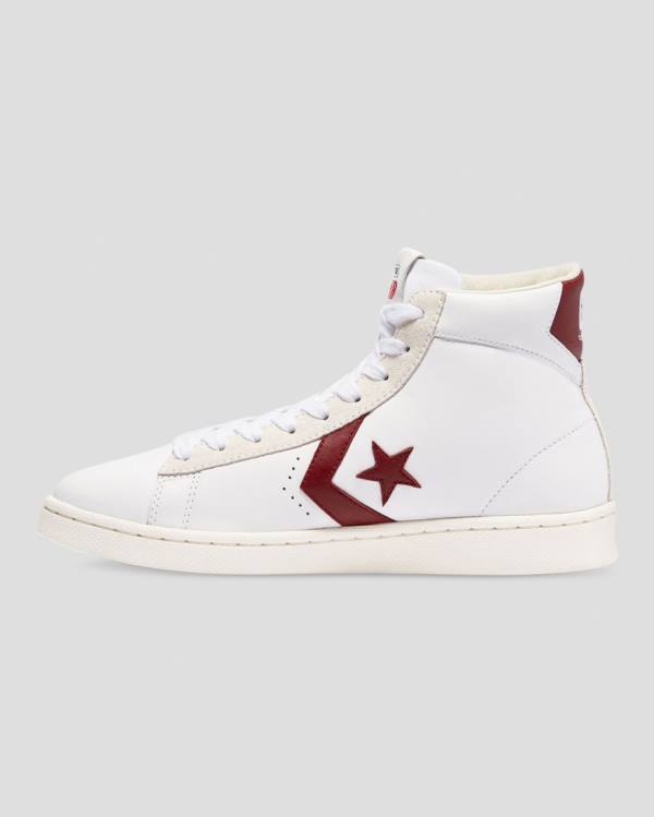 Converse Pro Leather Italy High Tops Shoes White Red | CV-094QKX