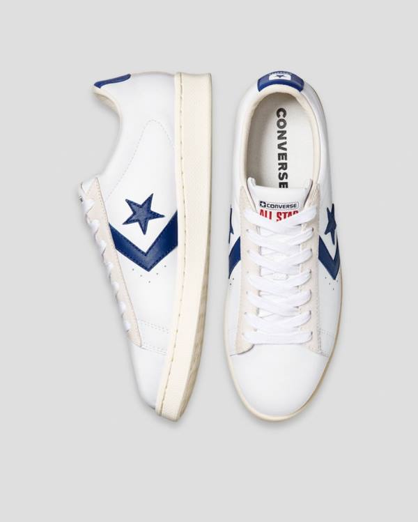 Converse Pro Leather Italy Low Tops Shoes White Blue | CV-935ESX