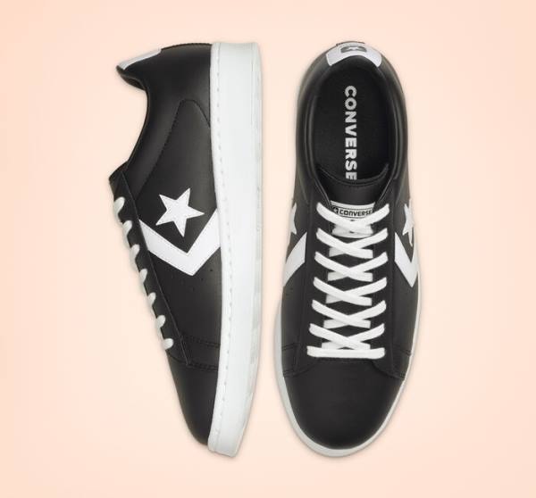 Converse Pro Leather Low Tops Shoes Black / White | CV-945BEW