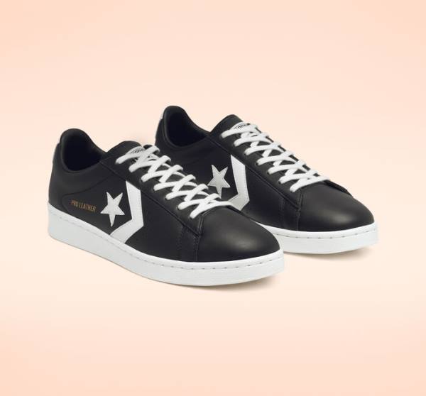 Converse Pro Leather Low Tops Shoes Black / White | CV-945BEW