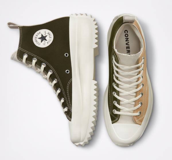 Converse Run Star Hike Platform Tri-Panel Color Block High Tops Shoes Khaki | CV-236SAH