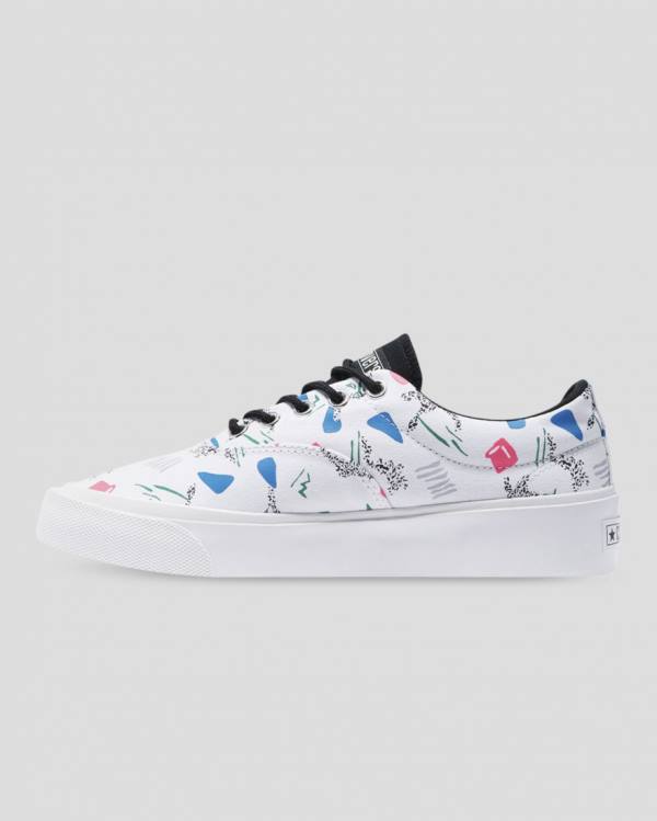 Converse Skid Grip 80s Archive Print Low Tops Shoes White | CV-758MZS