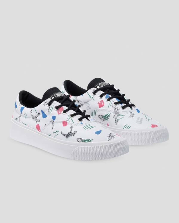 Converse Skid Grip 80s Archive Print Low Tops Shoes White | CV-871RGE