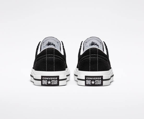 Converse Stussy One Star Low Tops Shoes Black / White | CV-385RPL