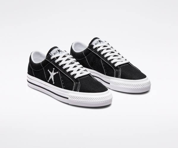 Converse Stussy One Star Low Tops Shoes Black / White | CV-718FRH